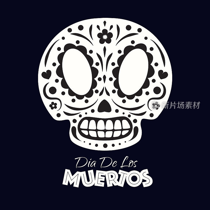 Vector Dia de Los Muertos插图横幅卡通风格